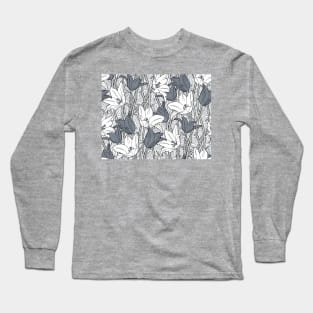 Black and White Vibrant Tulips Long Sleeve T-Shirt